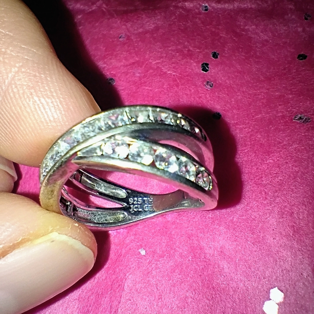 Diamonique Sterling Silver X Ring